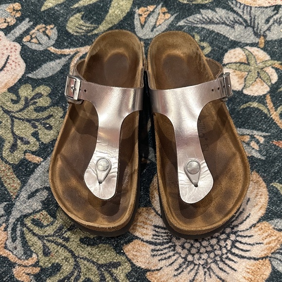 Birkenstock Papillio Birkenstock Gizeh Platform Sandal Vegan Size 37 (6) Silver - Picture 1 of 6
